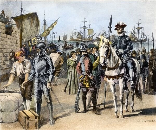 DE SOTO: DEPARTURE, 1538. The departure of Hernando de Sotos Florida expedition from San Lucar