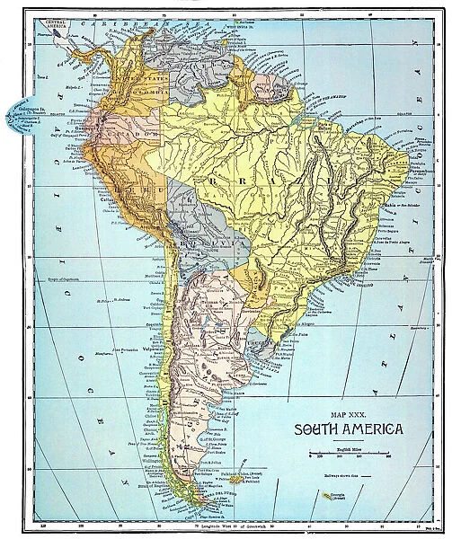 SOUTH AMERICA: MAP, c1890. Published in the United States