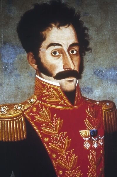South American soldier, statesman and revolutionary leader. Painting by Jose Gil de Castro, 1823