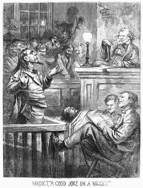 SOUTHERN JUSTICE, 1867. Detail of the American cartoon Southern Justice by Thomas Nast