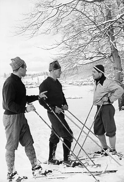 SOVIET OLYMPIC TEAM, 1960. Members of the 1960 USSR Olympic skiing team. From left: Nikolay Anikin, Vladimir Kuzin, and Alexei Kuznetsov