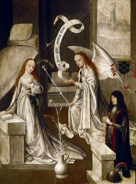 SPAIN: ANNUNCIATION, c1500. The Annunciation with the Duke of Alba. Oil on canvas