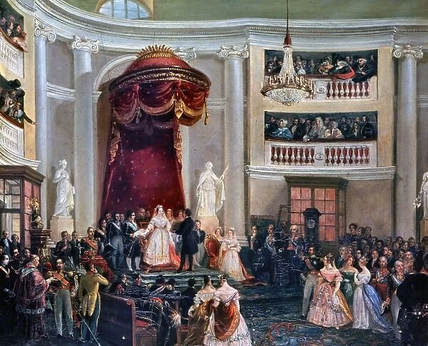 SPAIN: ISABEL II, 1843. Queen Isabel II of Spain (1830-1904) swears to uphold the