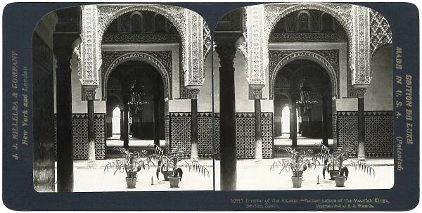 SPAIN: SEVILLE, c1908. Interior of the Alcazar - former palace of the Moorish Kings