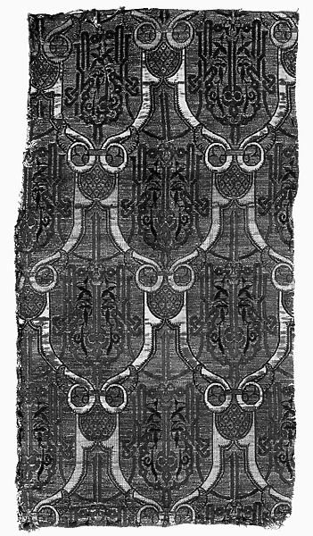 SPAIN: TEXTILE, 14th CENTURY. Woven diasper silk textile with a design of knotted