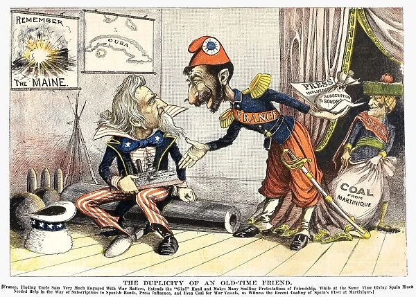 SPANISH-AMERICAN WAR, 1898. American newspaper cartoon of June 1898 about the French support of Spain in the Spanish-American War