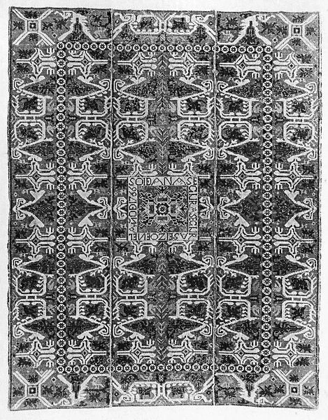 SPANISH RUG, 1766. Moorish woven rug made at La Alpujarra, Granada, Spain, 1766