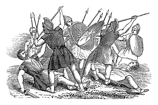 SPARTAN WARRIORS. Engraving from The History of Sandford and Merton, by Thomas Day