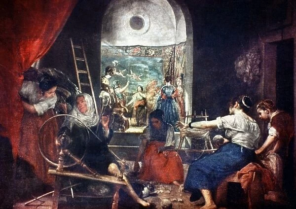 THE SPINNERS. The Fable of Arachne. Oil by Diego Velazquez, c1655