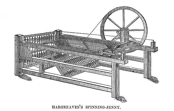 SPINNING JENNY, 1764-70. James Hargreaves spinning jenny, invented c1764, patented