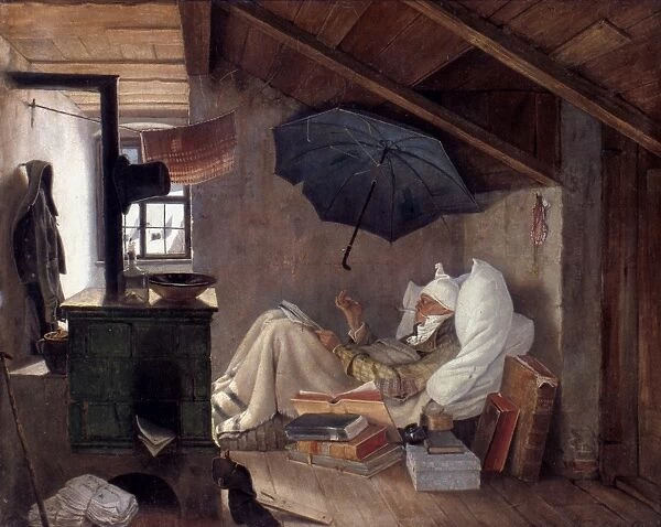 SPITZWEG: POOR POET, 1839. The Poor Poet, by Carl Spitzweg. Oil on canvas, 1839