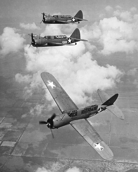 A squadron of Brewster SB2A Buccaneer scout bombers of the U. S. Navy during World War II