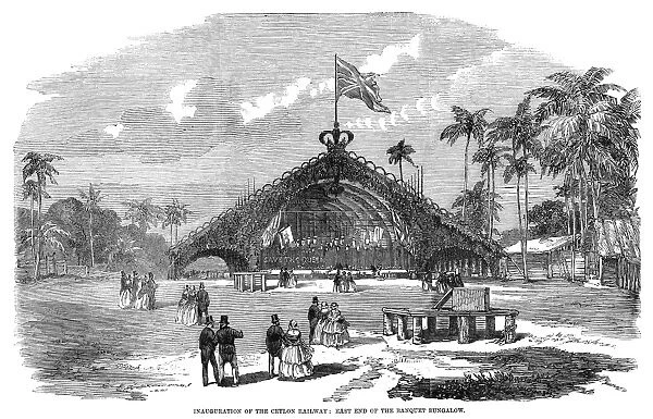 SRI LANKA: RAILWAY, 1858. East end of the banquet bungalow during the celebration