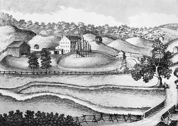 STAFFORD SPRINGS, 1810. Northeast view of the hotel and other buildings belonging to Dr