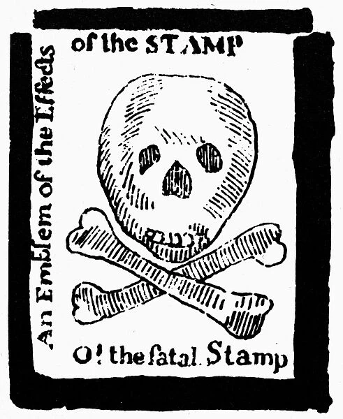 STAMP ACT: CARTOON, 1765. O! the fatal Stamp. A warning inspired by the Stamp Act, printed in the Pennsylvania Journal, 1765