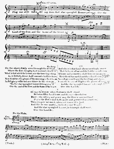 STAR SPANGLED BANNER. The second page of the first printed sheet music edition