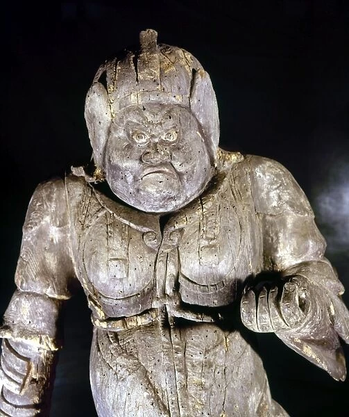 Statue of the heavenly king Komoku-Ten, one of four guardians of the Buddhist world, from Shojoji, Japan. Wood, Heian period, late 9th century