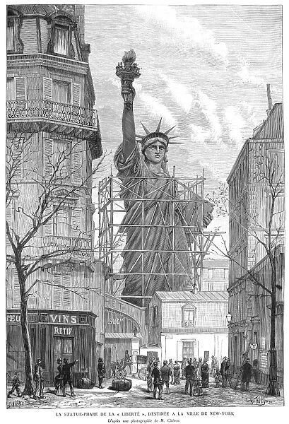 STATUE OF LIBERTY, 1884. Wood engraving from a French newspaper of 1884