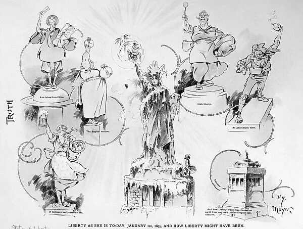 STATUE OF LIBERTY CARTOON. Liberty as she is to-day, Januray 1st 1895, and how