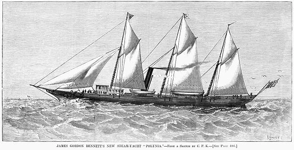 STEAM-YACHT, 1880. James Gordon Bennett, Jr.s steam-yacht, Polynia. Engraving