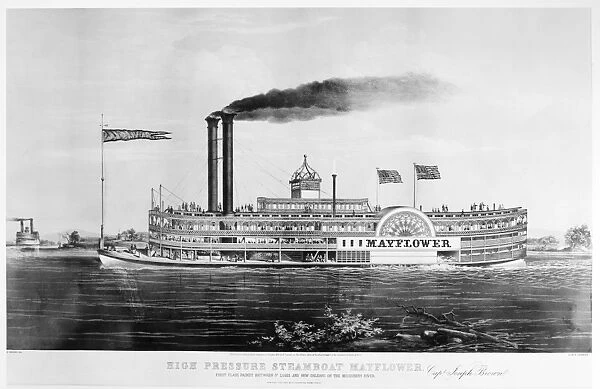 STEAMBOAT: MAYFLOWER. High pressure steamboat Mayflower on the Mississippi River