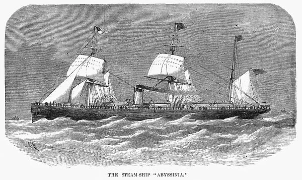 STEAMSHIP: ABYSSINIA. The British steamship, Abyssinia. Engraving, American, 1889