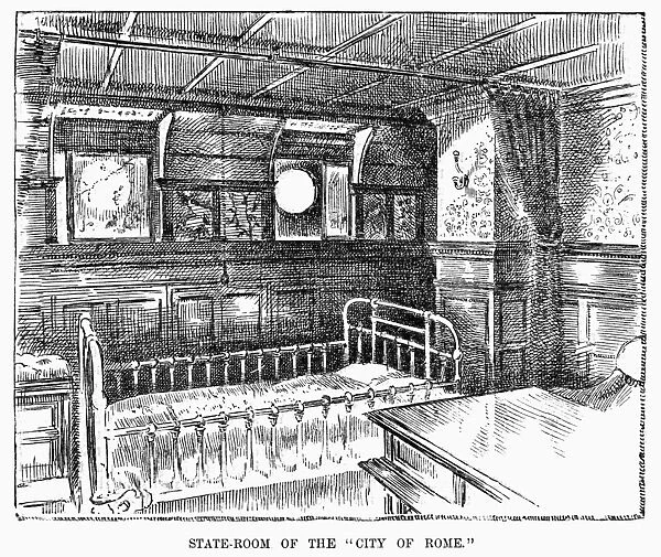 STEAMSHIP: CITY OF ROME. Stateroom of the steamship City of Rome of the Inman Line