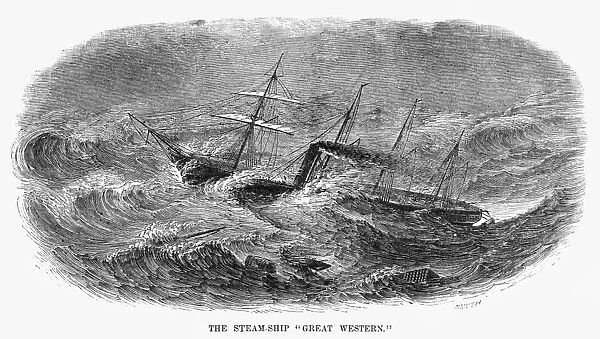 STEAMSHIP: GREAT WESTERN. The British steamship SS Great Western. Engraving, American