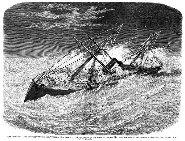 STEAMSHIP METROPOLIS, 1878. The Steamship Metropolis is wrecked during a storm