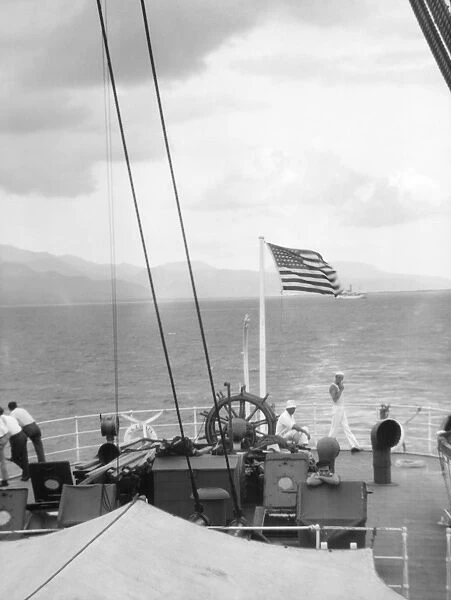 STEAMSHIP ZACAPA, c1915. Men on the deck of the United Fruit Companys steamship Zacapa