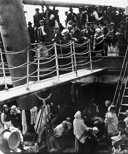THE STEERAGE, 1907. Low class passengers boarding a ship bound for Europe from New York City