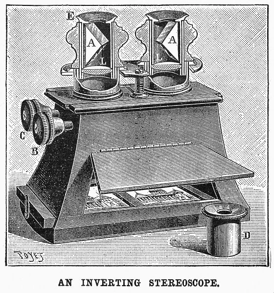 STEREOSCOPE, 1896. An inverting stereoscope. Engraving, American, 1896
