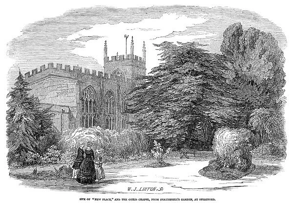 STRATFORD-ON-AVON, 1847. The Guild Chapel Shakespeares Garden, at Stratford-on-Avon, England