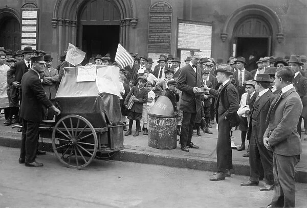 STREETCAR STRIKE, c1916. Striking streetcar workers raising money for their cause