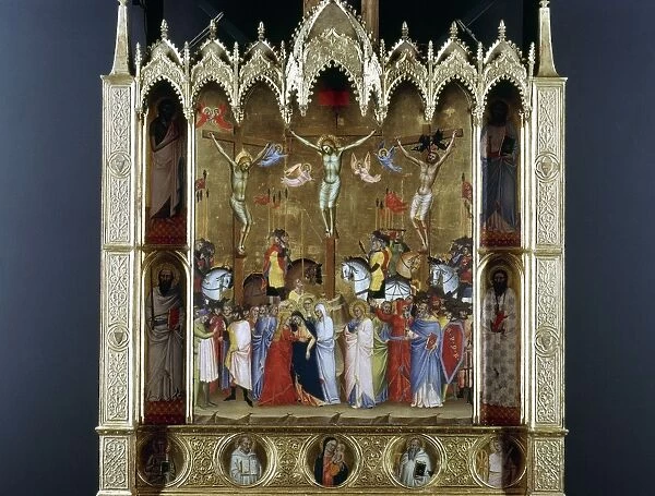 Style of Orcagna: Small altarpiece of the Crucifixion. Wood. RESTRICTED OUTSIDE US