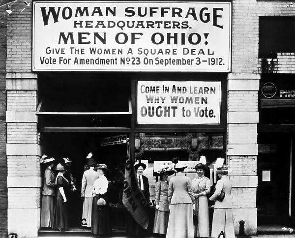 SUFFRAGE HEADQUARTERS. Womens Suffrage Headquarters in Cleveland, Ohio in 1912