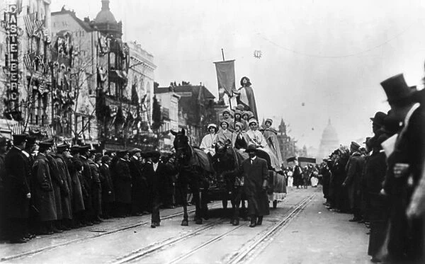 SUFFRAGE PARADE, 1913. Horse drawn float at the womens suffrage parade held in Washington, D. C. 3 March 1913