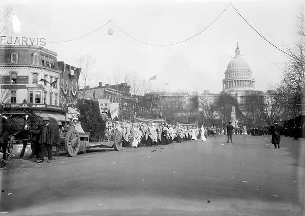 SUFFRAGE PARADE, 1913. A suffrage parade in Washington, D. C. Photograph, March 1913