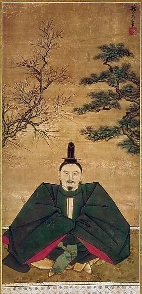 SUGAWARA NO MICHIZANE (845-903). Japanese scholar, poet and politician of the Heian period. Japanese scroll painting by Shugetsu, c1440-1529, Muromachi period