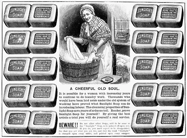 SUNLIGHT SOAP AD, 1891. English newspaper advertisement, 1891