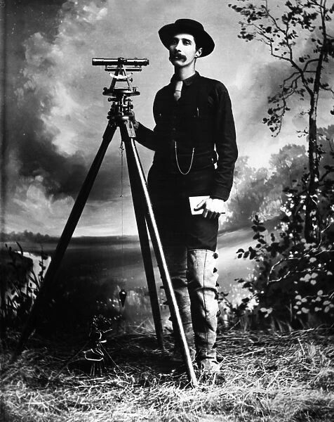 SURVEYOR, c1890. Portrait of a surveyor with tools. Photograph. c1890