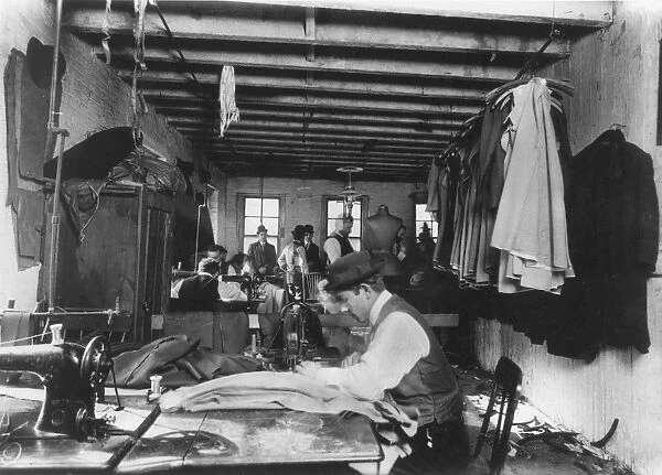 SWEATSHOPS, 1912. A sweatshop in New York City. Photograph by Lewis Wickes Hine, 1912