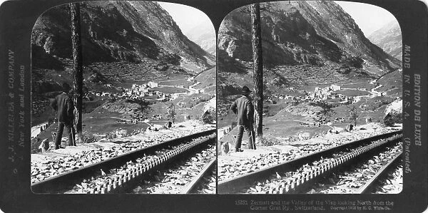 SWISS ALPS, c1908. View of the town of Zermatt in the Visp district of Switzerland in the Alps