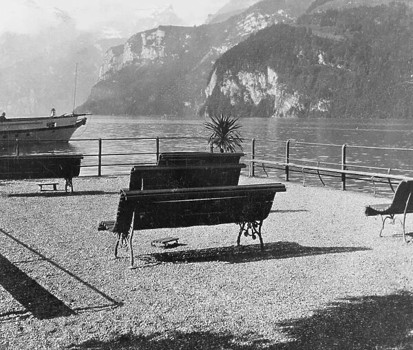 SWITZERLAND: LAKE LUCERNE. A view of Lake Lucerne from Brunnen, Switzerland. Stereograph