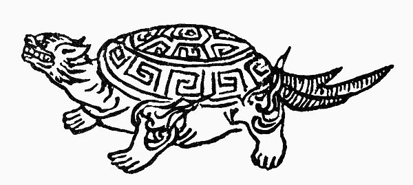 SYMBOL: TORTOISE. An Asian symbol of long life. Line engraving