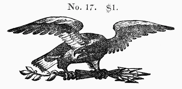 SYMBOLS: EAGLE. Wood engraving, 19th century