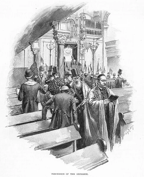 SYNAGOGUE SERVICES, 1892. At Congregation Zichron Ephraim (Sephardic) in New York City