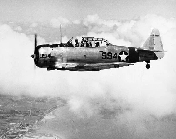 The T-6 Texan, a training plane for the U. S. Navy over the Gulf of Mexico, 1943