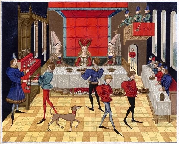 The table service of a lady of quality: miniature from the 15th century French manuscript of the Romance of Renaud de Montauban