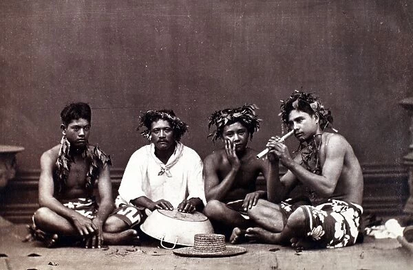 TAHITI: MUSICIANS, c1890. A group of young musicians photographed on Tahiti, c1890